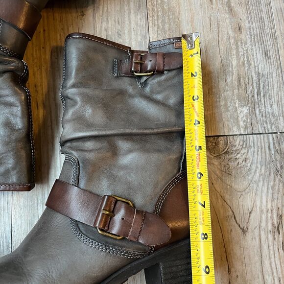 Pikolinos Boots Le Mans EU 36 US 5.5 Calfskin Gray Brown Buckle 838-9233 $249 - Picture 6 of 7